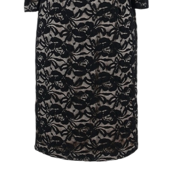 Eliza J NWT Black Lace Cold Shoulder Bodycon Midi Dress 6 Feminine Cocktail LBD - Picture 6 of 8
